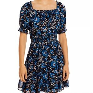 AQUA Floral Smocked Mini Dress Size S